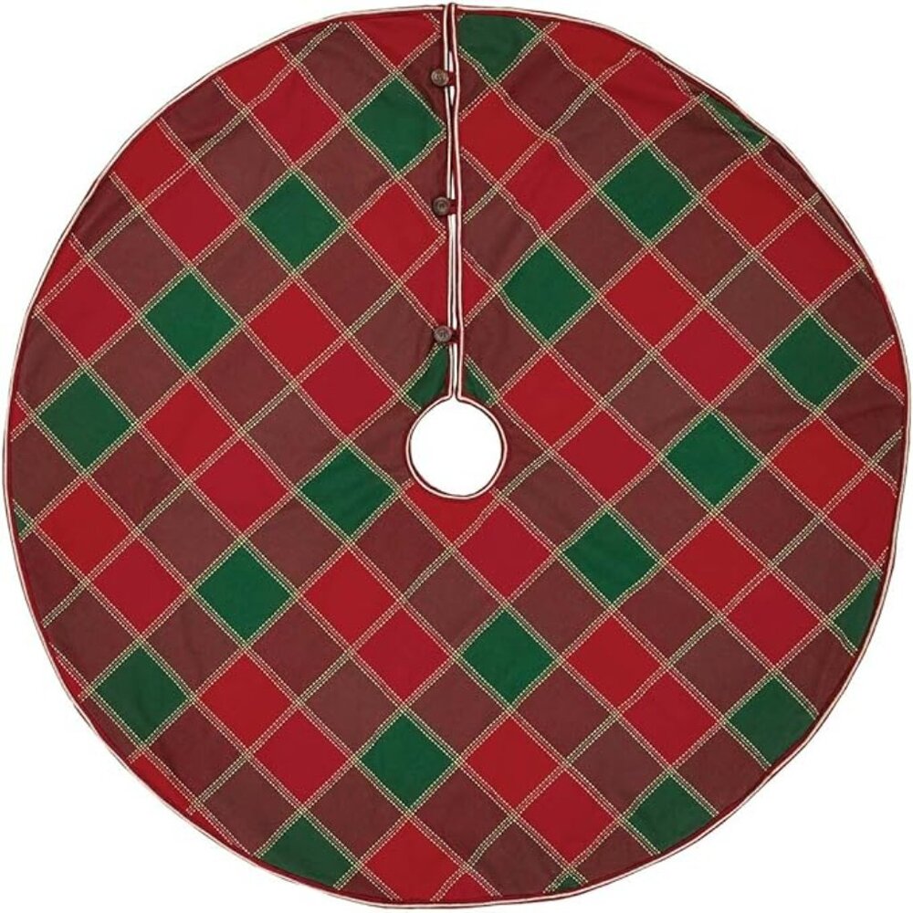 VHC Brands Tristan 48" Patchwork Tree Skirt – Rustic Farmhouse Holiday Decor